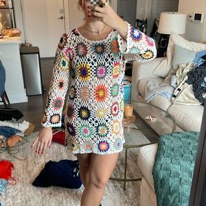 Nasty gal multi colored crochet dress